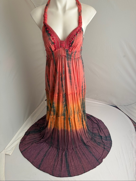 Hale Bob Dresses & Skirts - Hale Bob Cabana multicolor pink orange purple tie-dye beaded halter maxi dress M